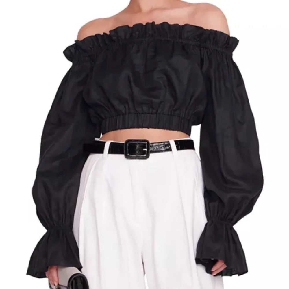 STAUD Black Off-Shoulder Puff Sleeve Blouse MEDIUM - Picture 1 of 8